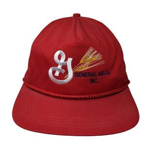 General Mills Inc. Slideback Rope Hat Red One Size Solid Leather Strap